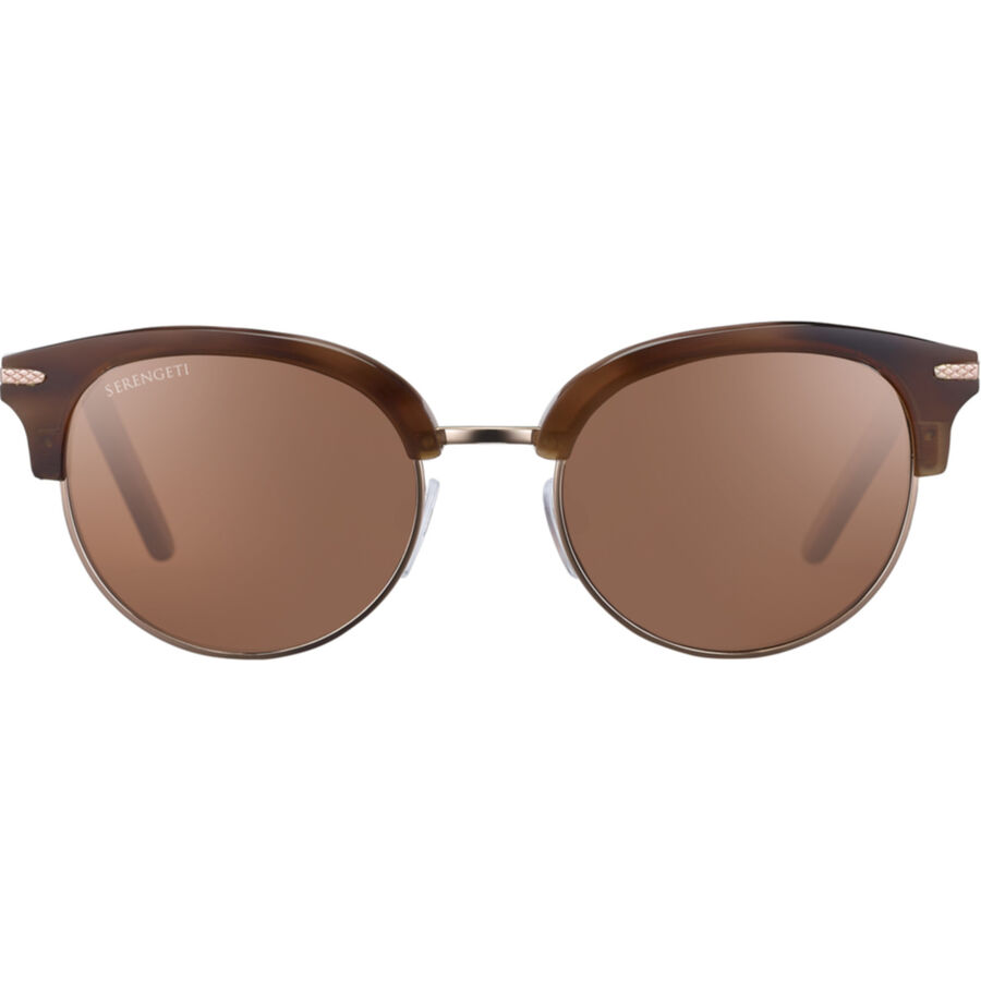 LELA, Shiny Brown Acetate with Shiny Rose Gold Metal-Mineral Polarized Drivers Cat 2 to 3, hi-res
